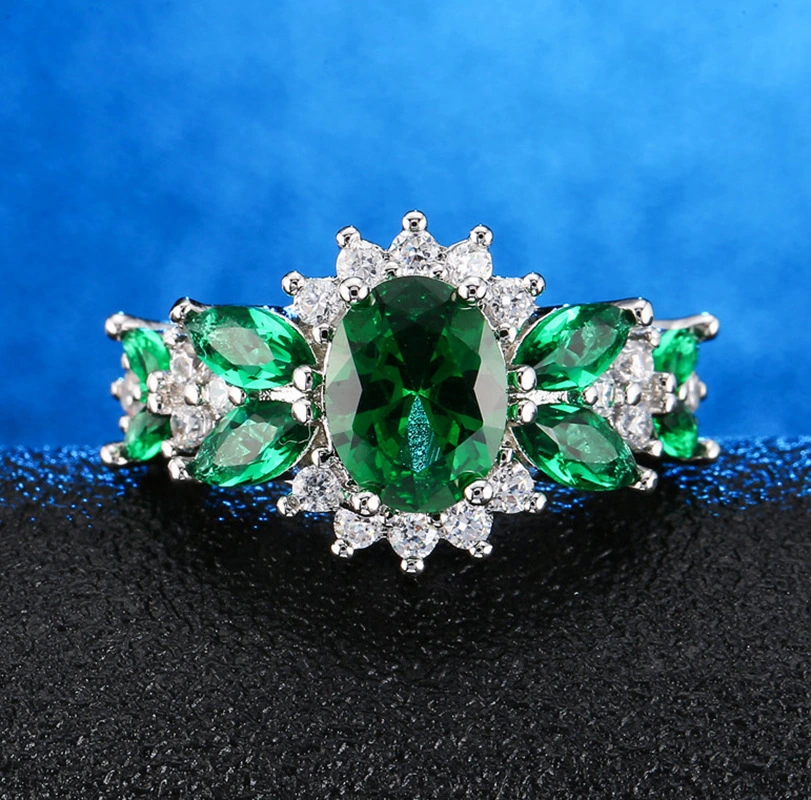 Women's Emerald Zircon Ring Bracelet