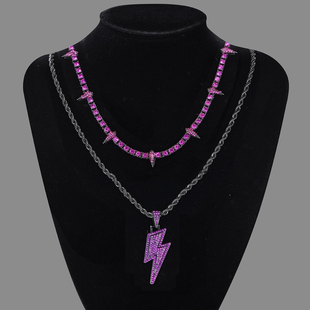 Black Panther Necklace Alloy Diamond Lightning Pendant Suit