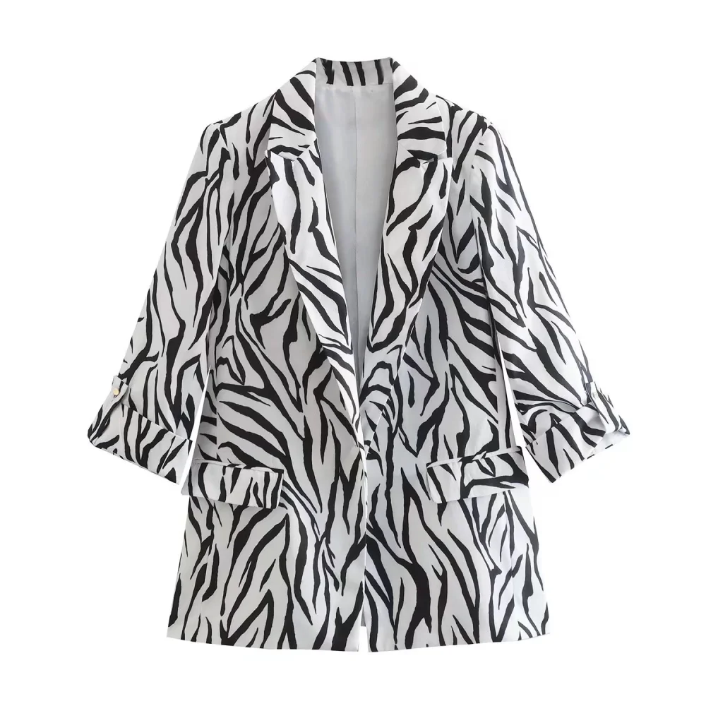 European And American Autumn New Loose Slimming Rolled Sleeves Casual Suit Jacket