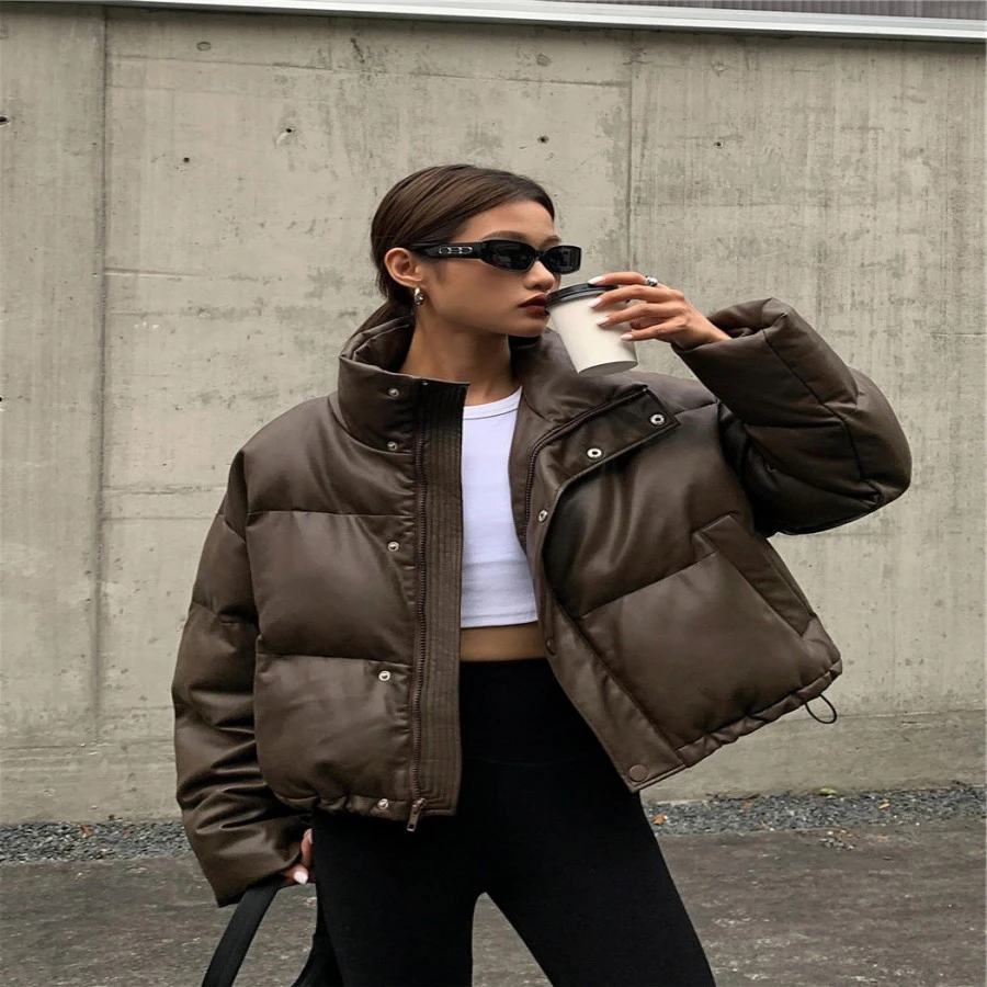 Women's Thickened Thermal Turtleneck Short Cotton Coat Jacket