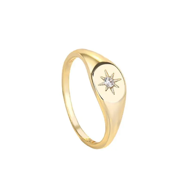 14K Gold Six-pointed Star Sterling Silver Ring