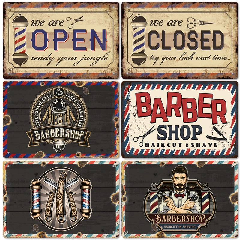 Barber Shop Poster Vintage Iron Sheet Painting