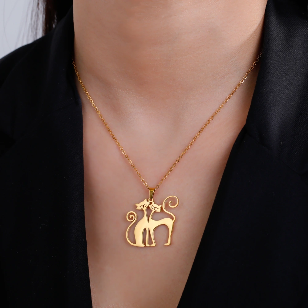 Cute Cartoon Glossy Hollow-out Intimate Cat Pendant Necklace