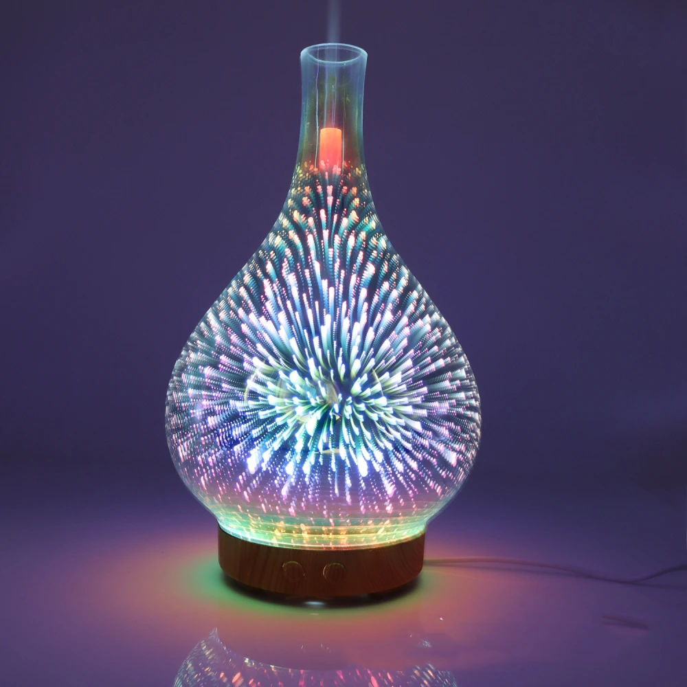 3D Glass Colorful Vase Humidifier Household