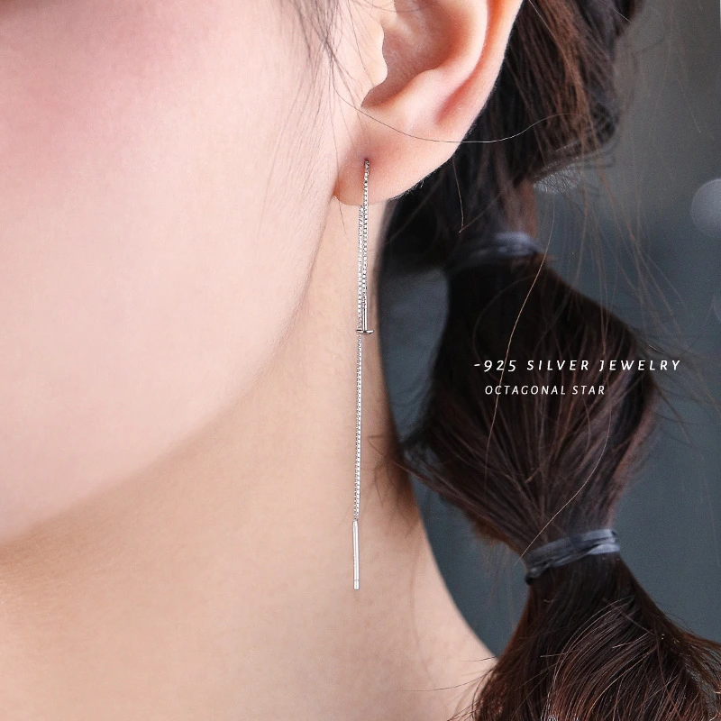 Mid-length S925 Sterling Silver Ear Line Women