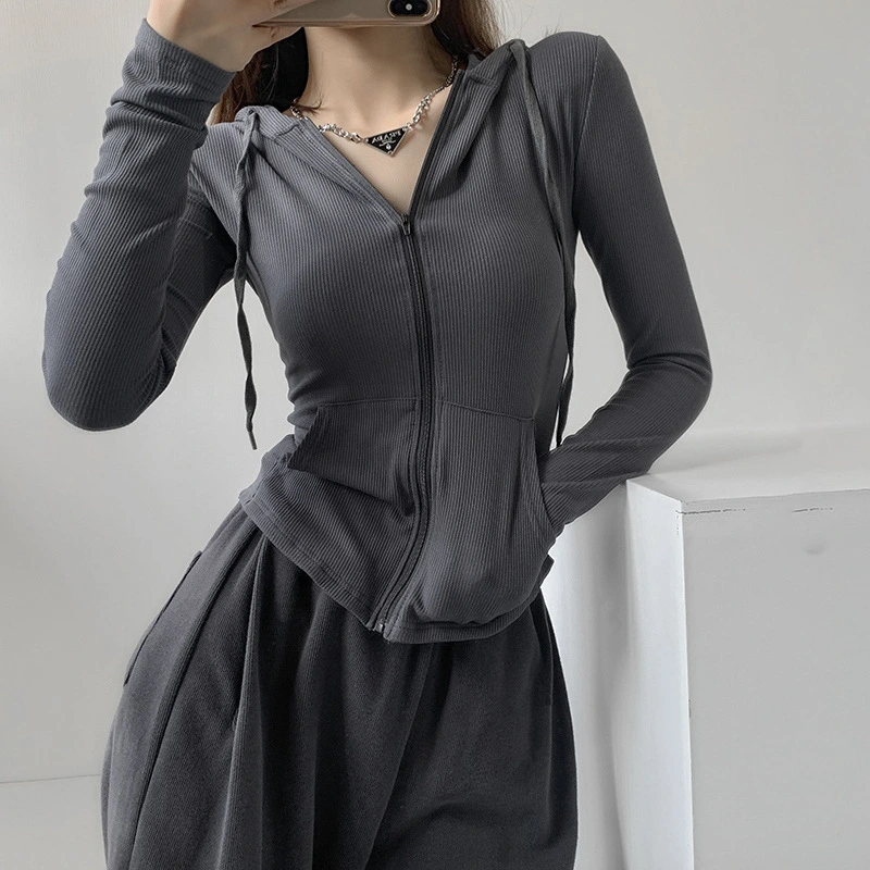 Women's Summer Slim-fit Hood Cardigan Thin Sports Jacket Yoga Clothing Top