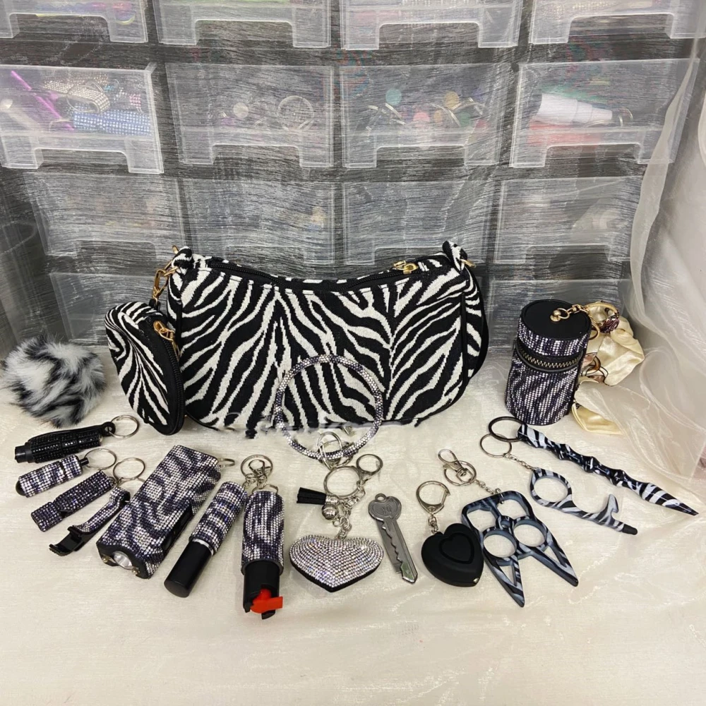 Zebra Self Defense Keychain Set