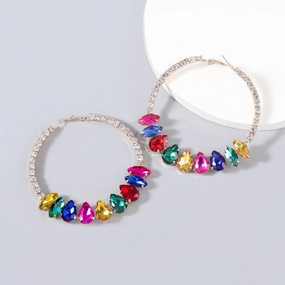 Claw Chain Series Alloy Diamond Round Earrings For Women