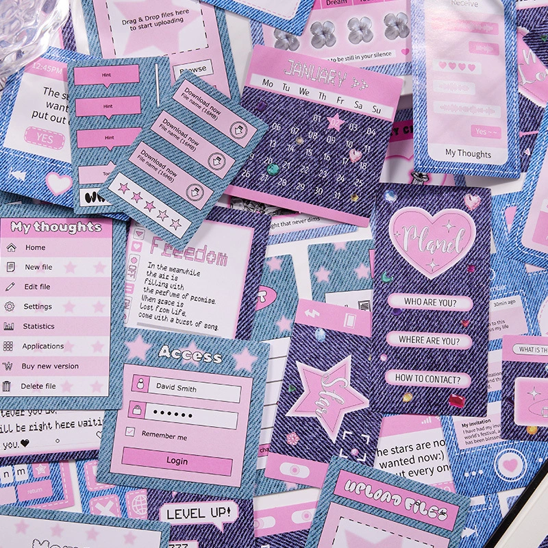 Denim Sticker Package Korean Style Journal Material