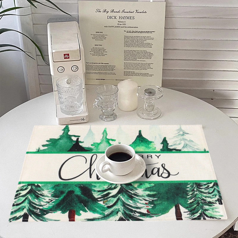 Green Christmas Tree Printed Dining Mat