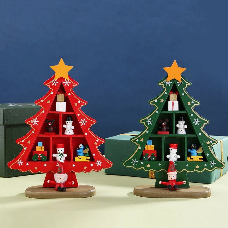 Wooden Christmas Tree Mini Table Decorative Ornament Supplies