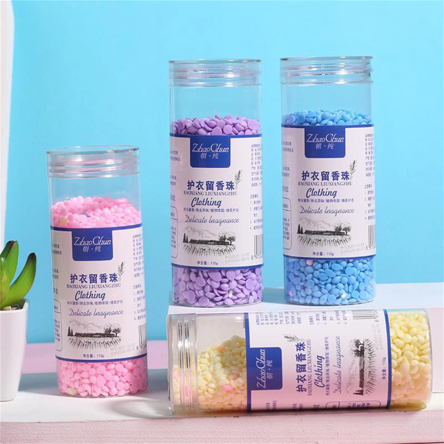 110g Scent Booster Dissolves Quickly 4 Flavors No Residue Good Water Solubility Environmental Protection Clothes Soften Convenient Lasting Rose Lavender Fragrance Beads for Washing Machine
