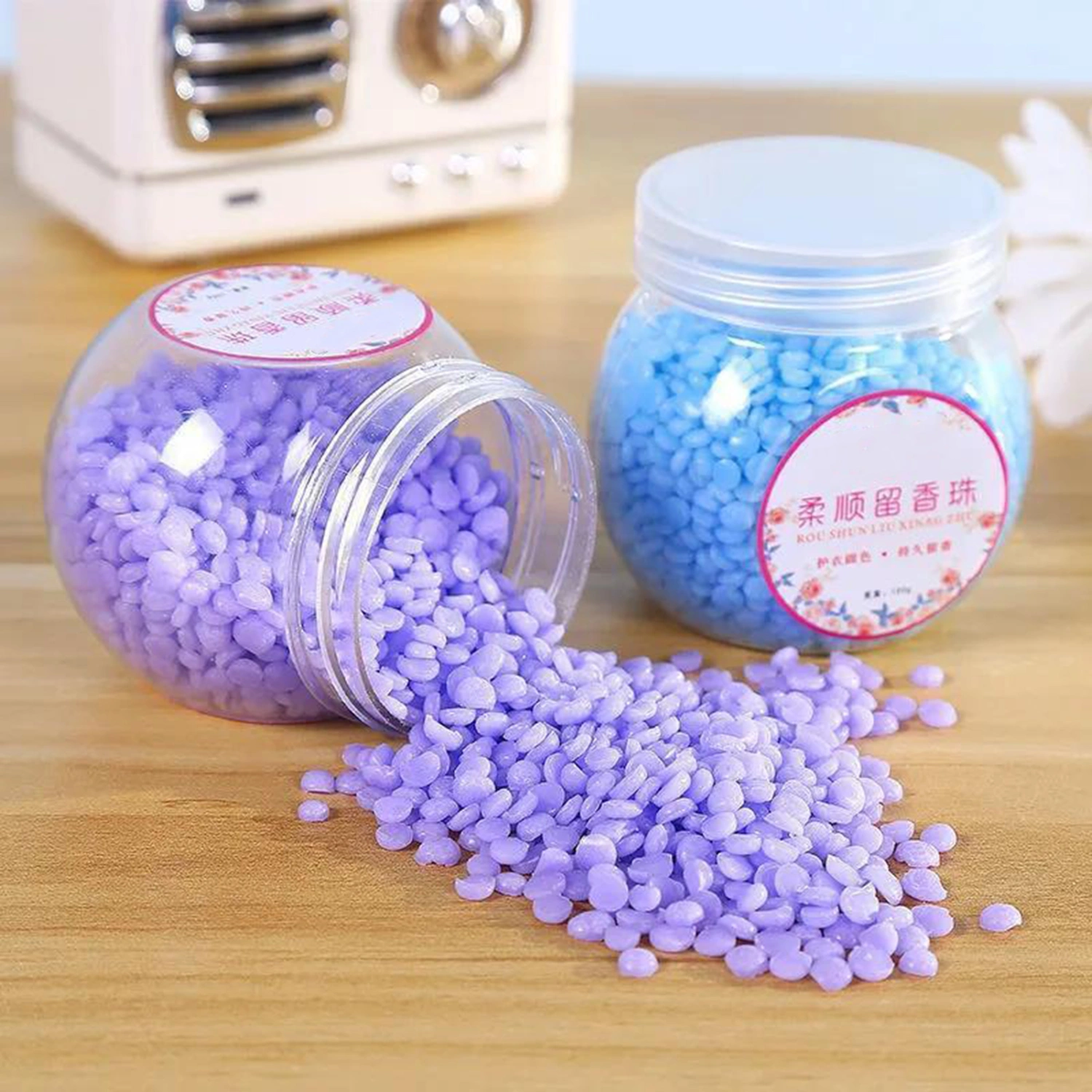 100g/Box Laundry Beads Long Lasting Anti-static Deep Cleaning High Efficiency Good Water Solubility Softener Soft Laundry Perfume Clothes Scent Beads Fragrance for Home