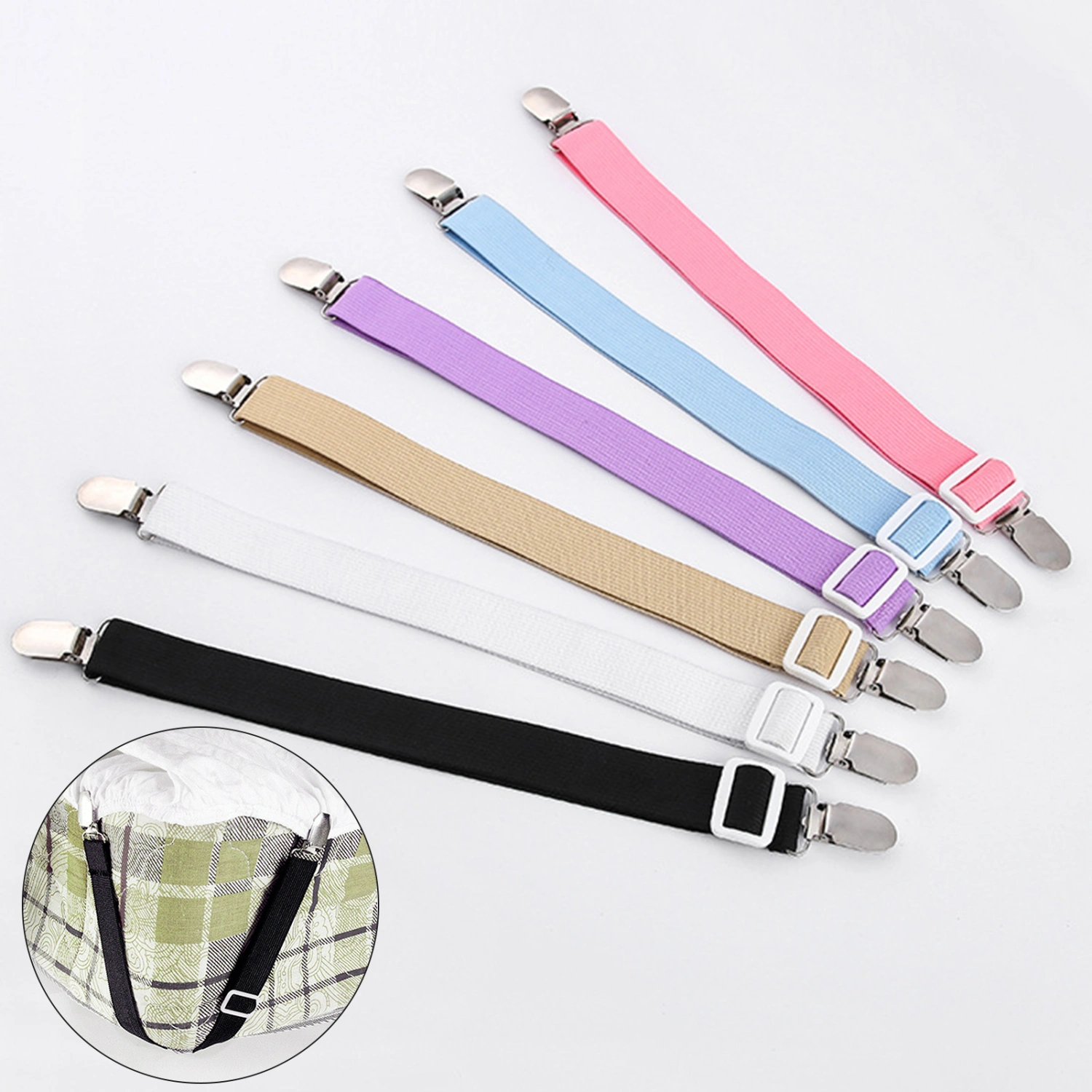 2Pcs Adjustable Elastic Bed Sheet Clips Anti-slip Multipurpose Sofa Cushion Mattress Cover Bed Sheet Straps for Bedroom