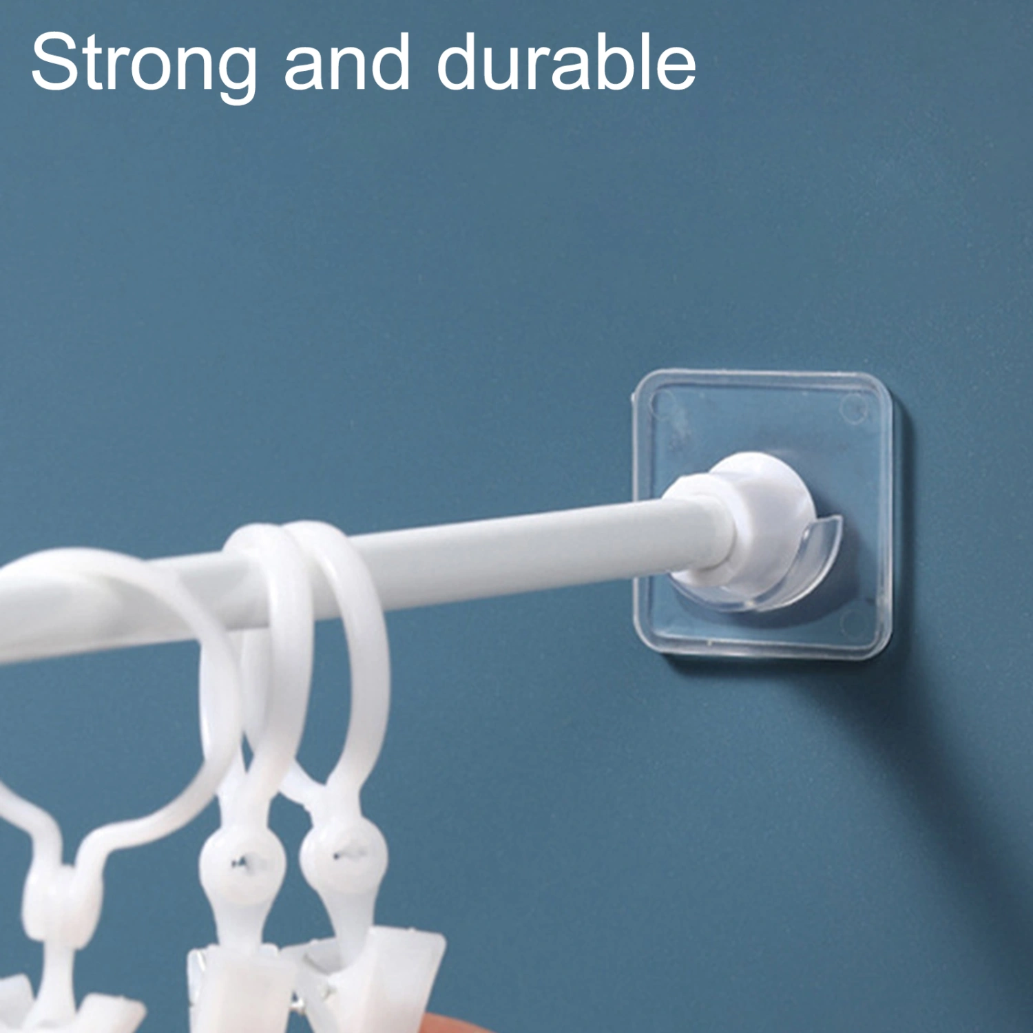 1 Set Curtain Rod Holder Punch Free Transparent ABS Adhesive Shower Tension Rod Mount Brackets Set for Home