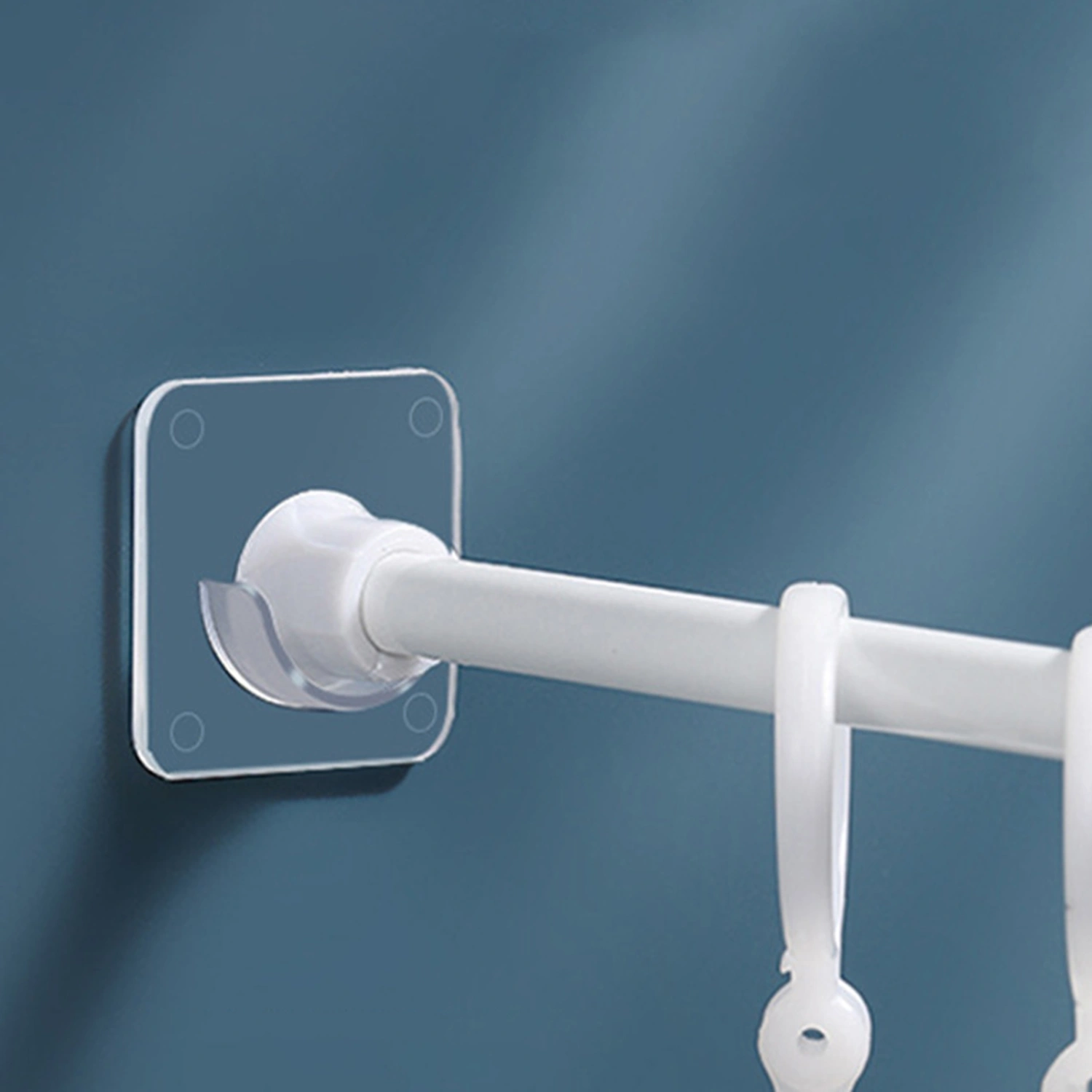 1 Set Curtain Rod Holder Punch Free Transparent ABS Adhesive Shower Tension Rod Mount Brackets Set for Home