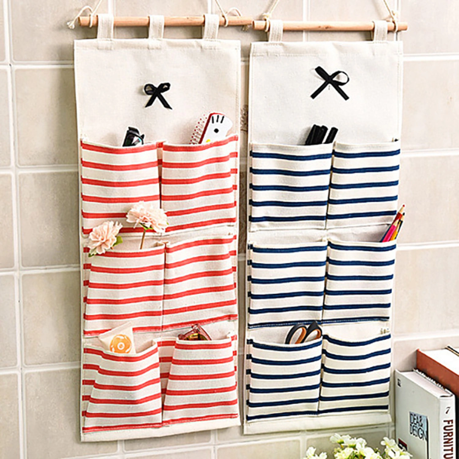 Washable Hanging Storage Bag Large Capacity Space Saving 6/8 Grids Wardrobe Organizer Household Supplies 
