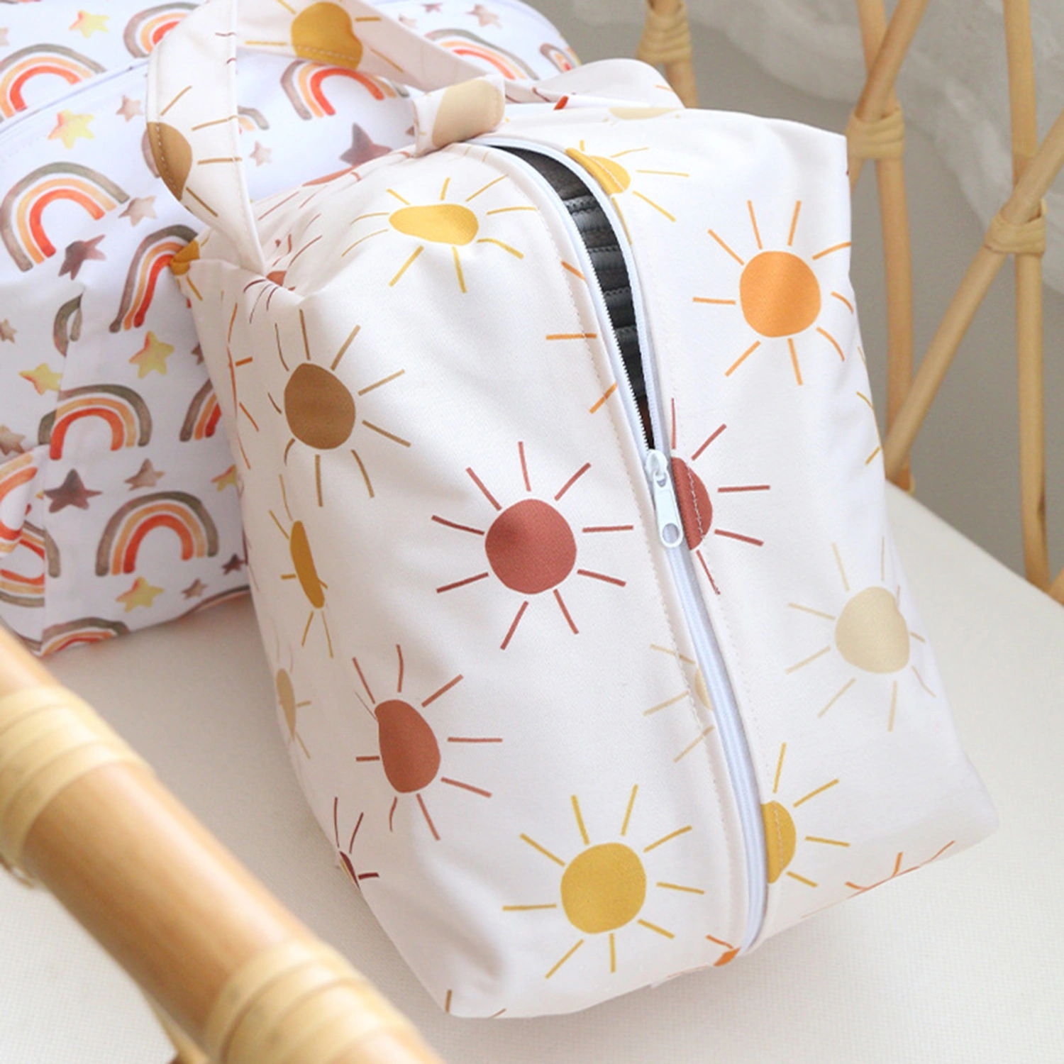 Mummy Bag Large Capacity Waterproof Portable Cartoon Print Diaper Bag Mummy Makeup Bag for Outdoor 