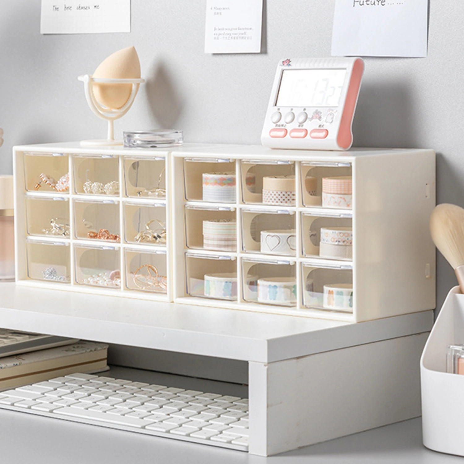 Storage Box High Capacity Dust-proof Transparent 9 Drawers Storage Cabinet Organiser for Bedroom