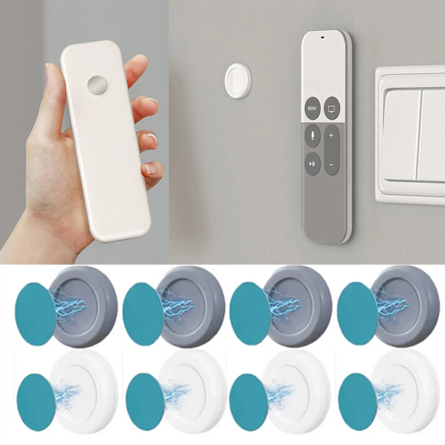 2 Pair Socket Holders Magnetic Wall Mounted Removable Easy Installation Remote Control Organizer Hooks Household Products