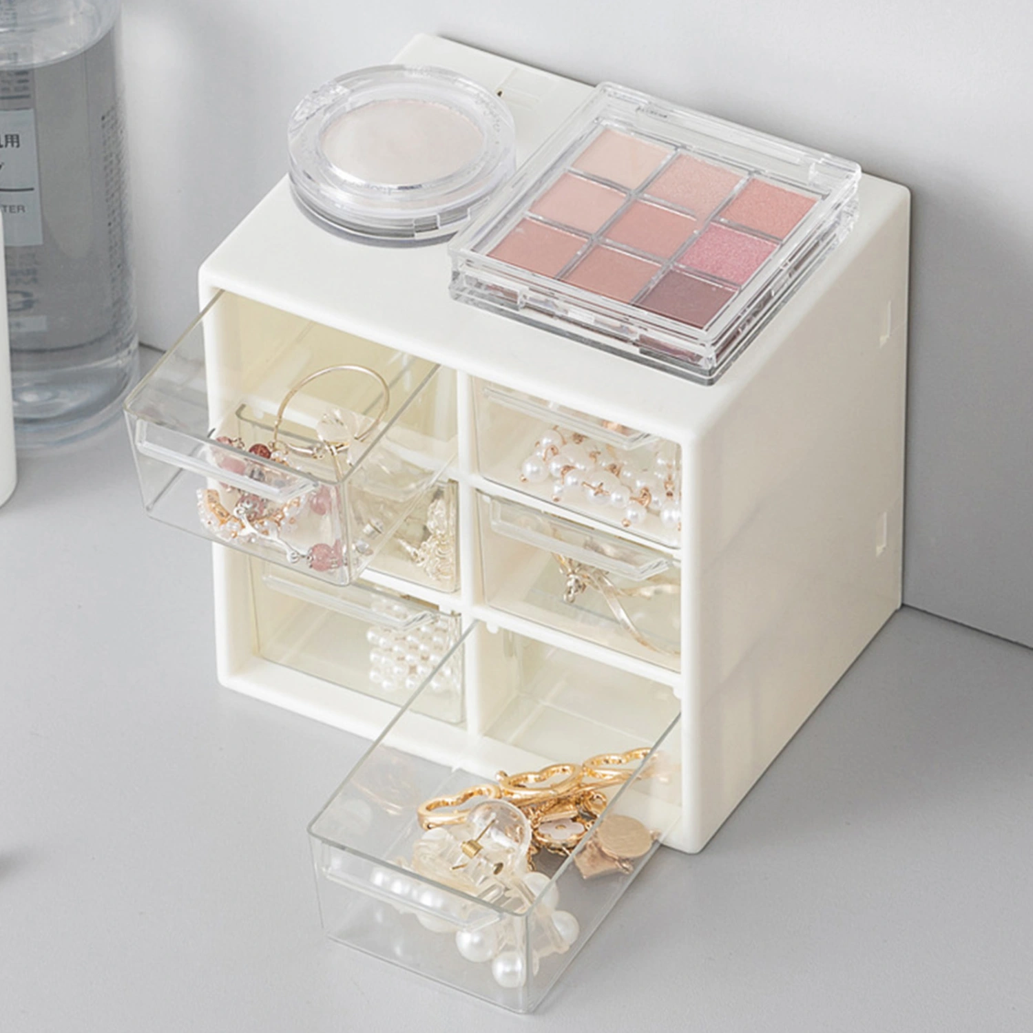 Storage Box Drawer Transparent Dustproof Compartment High Capacity 6 Grids Student Desk Stationery Storage Container for Home