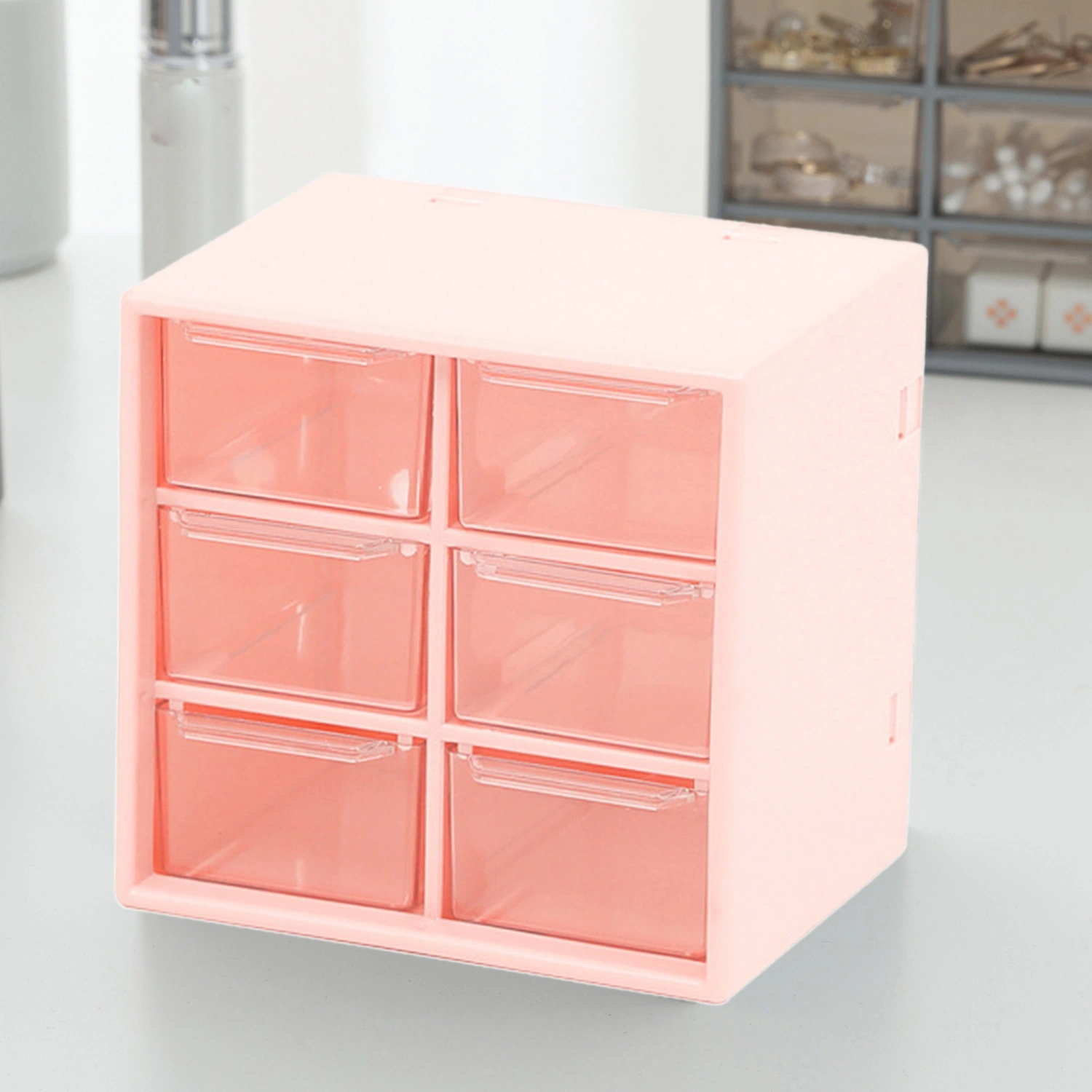 Storage Box Drawer Transparent Dustproof Compartment High Capacity 6 Grids Student Desk Stationery Storage Container for Home