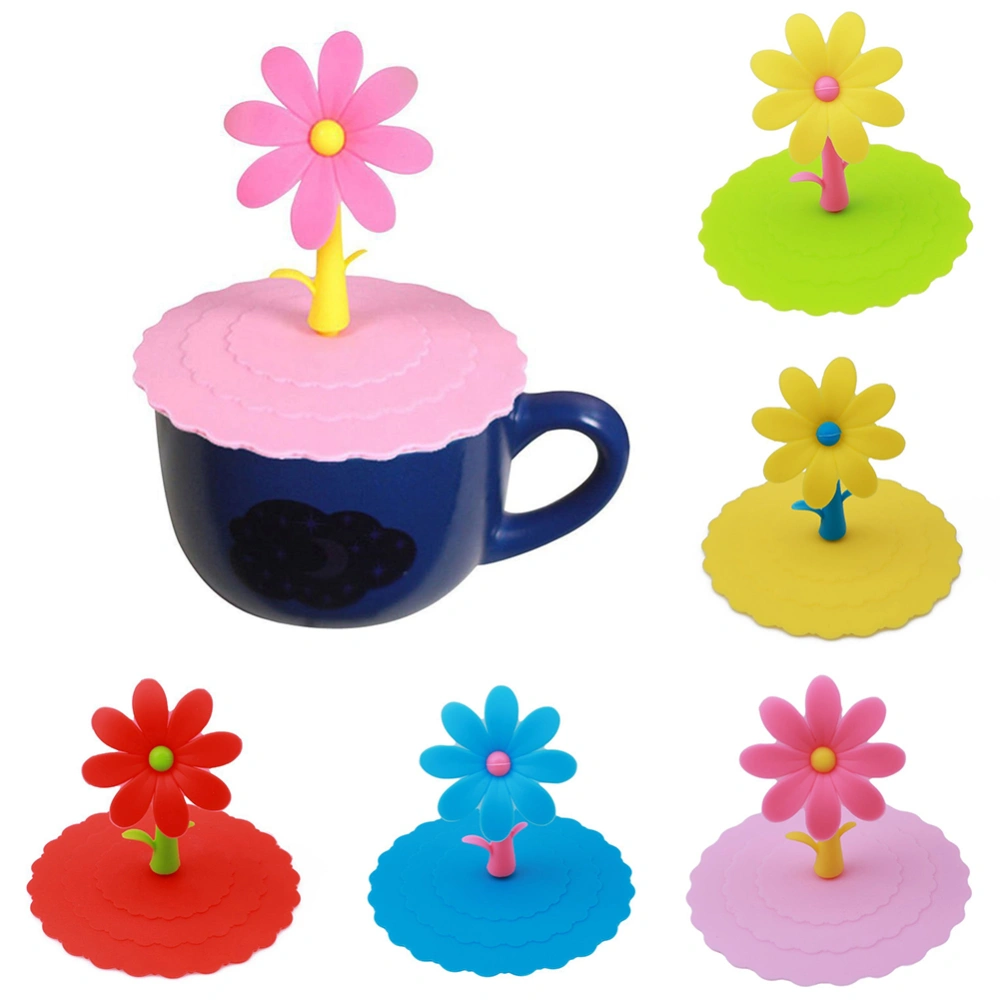 1Pc Cute Dustproof Reusable Silicone Cartoon Flower Mug Cup Bow Cover Lid Cap