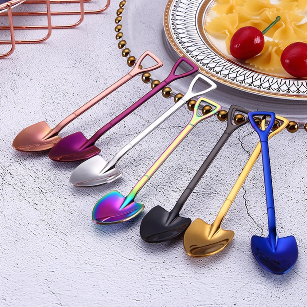 Durable Stainless Steel Colorful Shovel Shape Handle Mixing Spoon Drinking Tool