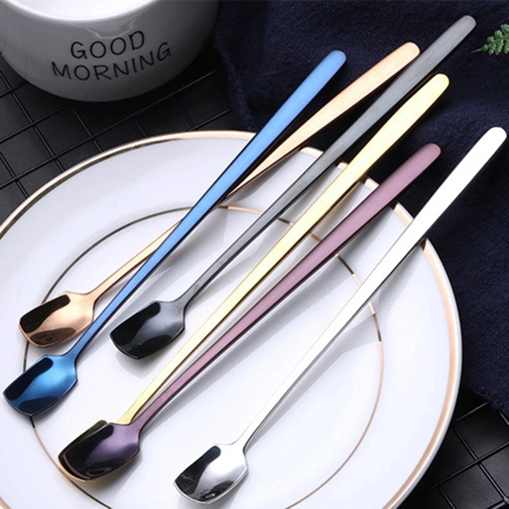 Stainless Steel Spoon Kitchen Long Handle Coffee Dessert Cocktail Stirring Scoop