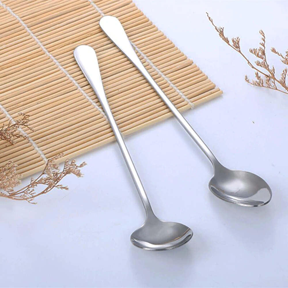 Long Handle Stainless Steel Milk Coffee Ice Cream Dessert Spoon Flatware Cutlery