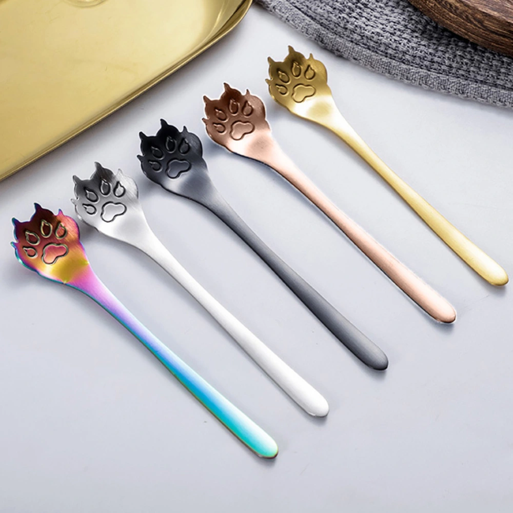 Cute Dog Paw Stainless Steel Long Handle Ice Cream Dessert Coffee Spoon Flatware