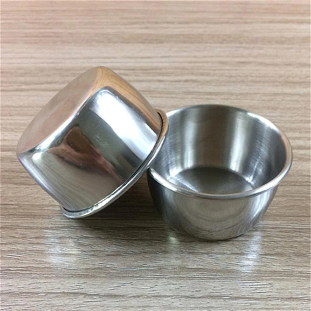 12Pcs Stainless Steel Condiment Saucer Dipping Cups Chilli Ketchup Container