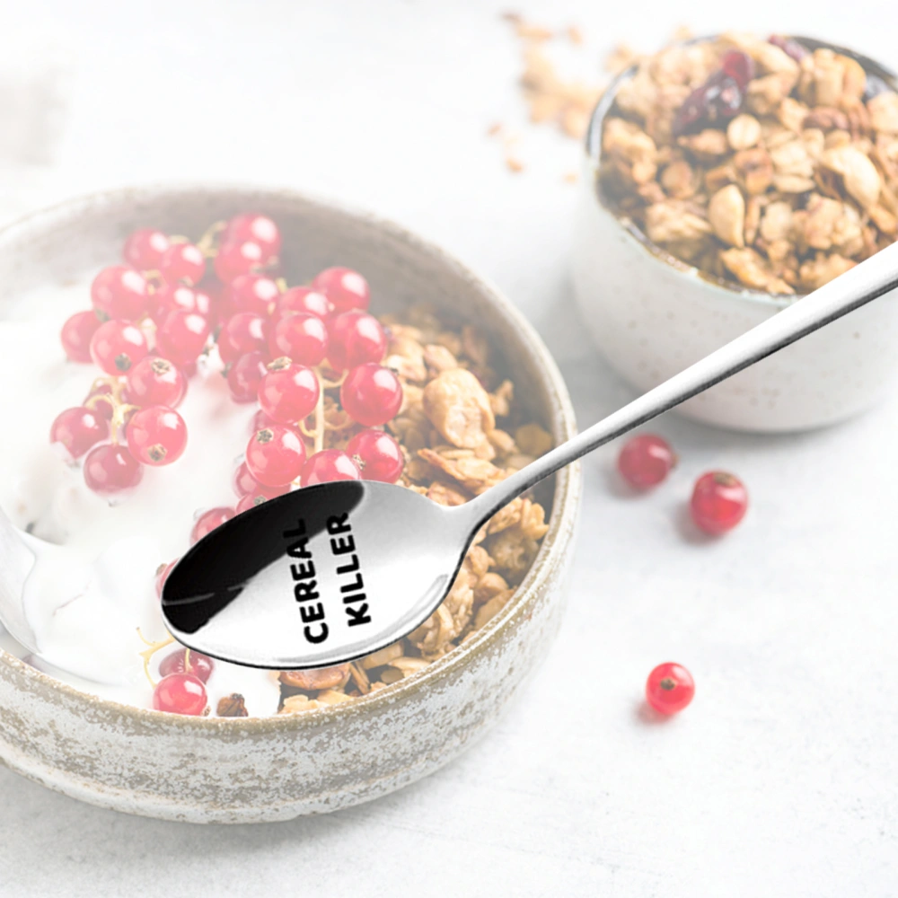 Stainless Steel Spoon Letter Engraved Cereal Killer Fruit Family Dinner Supplies