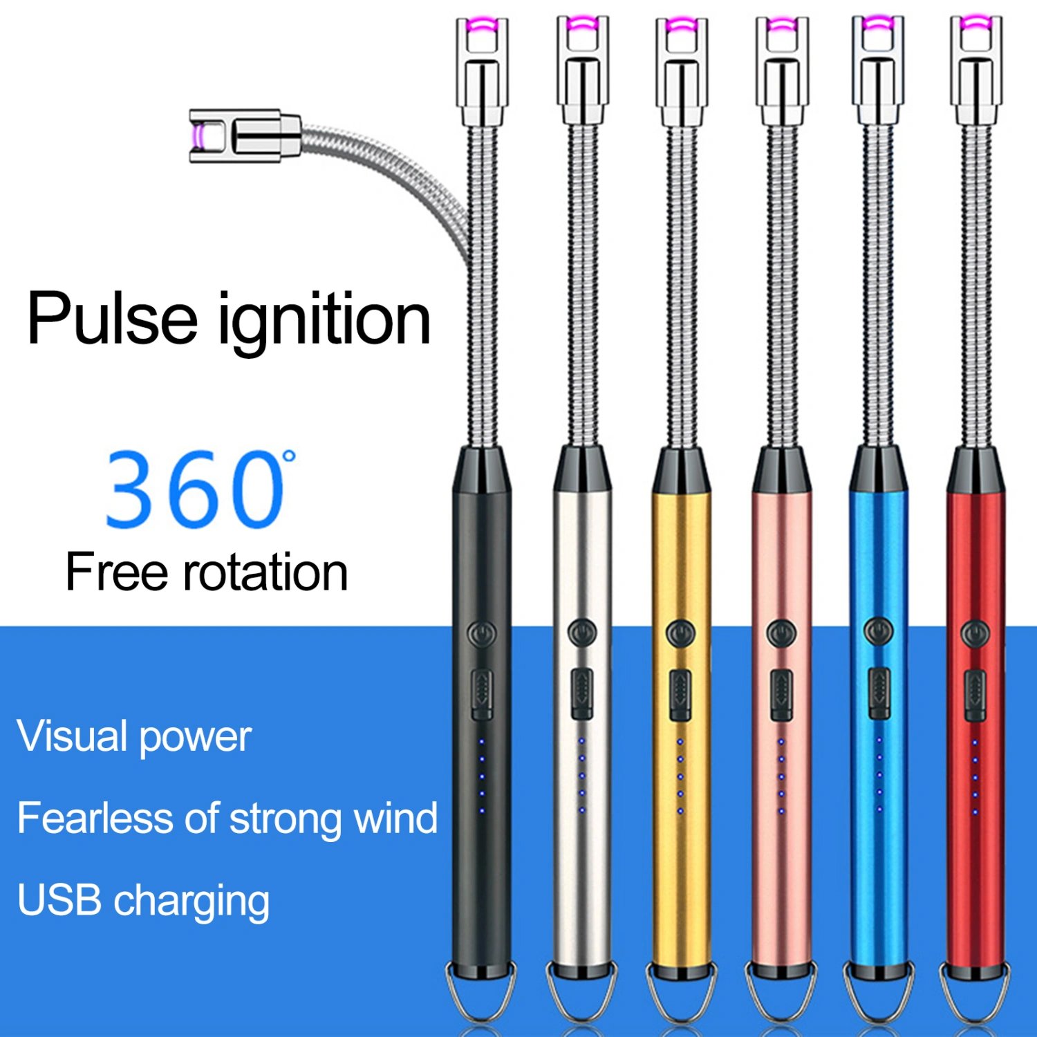 1 Set Electric Igniter USB Charging 360 Degree Rotation Universal Rechargeable Plasma Arc Igniter Kitchen Accessories for Cooking