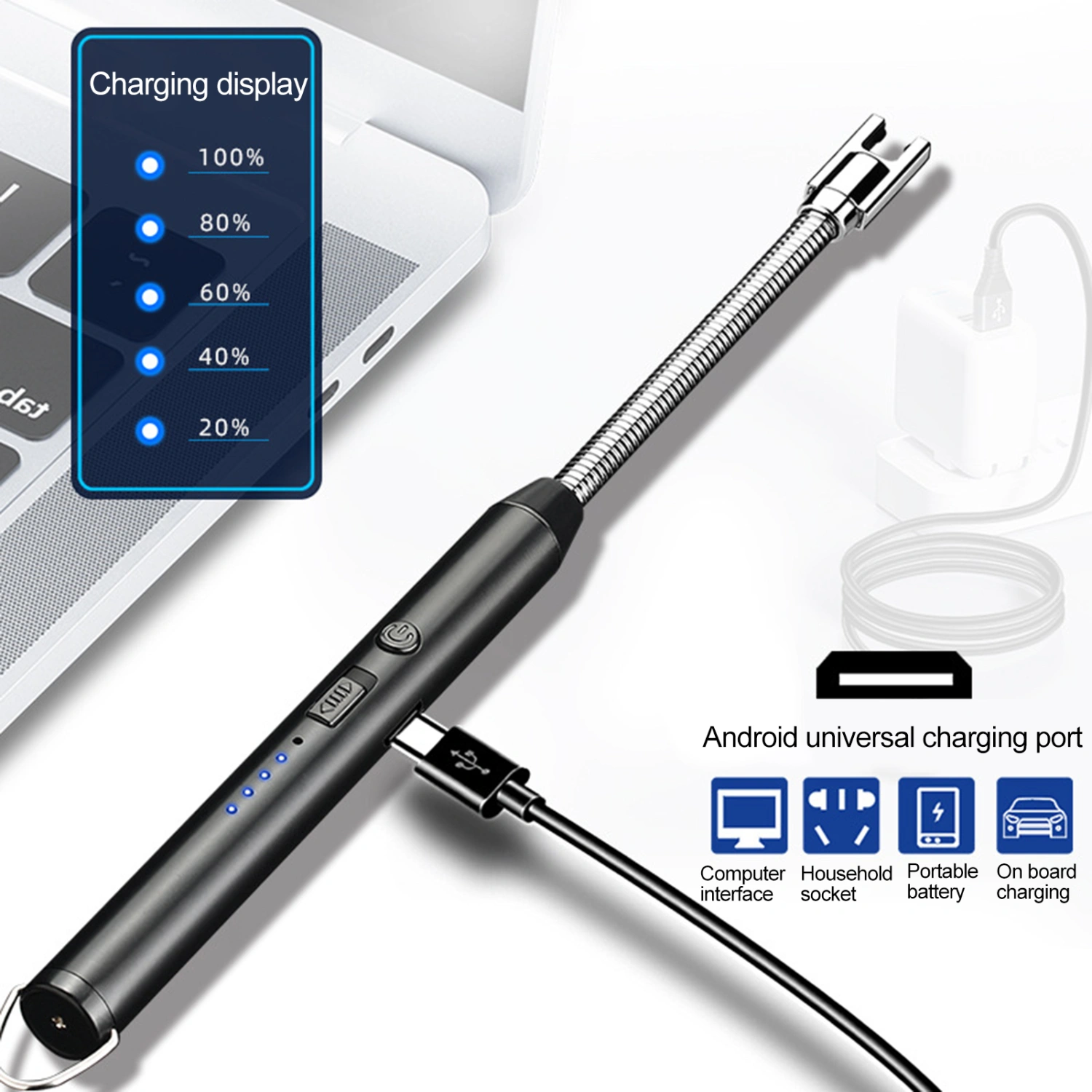 1 Set Electric Igniter USB Charging 360 Degree Rotation Universal Rechargeable Plasma Arc Igniter Kitchen Accessories for Cooking