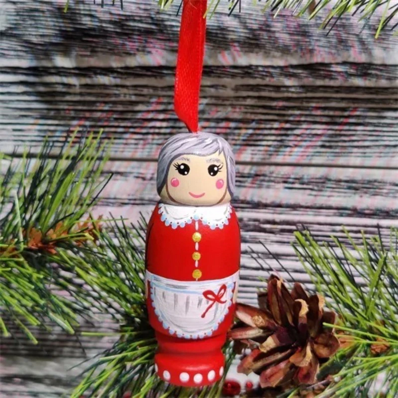 Christmas Tree Wooden Crafts Decorations Santa Claus Pendant