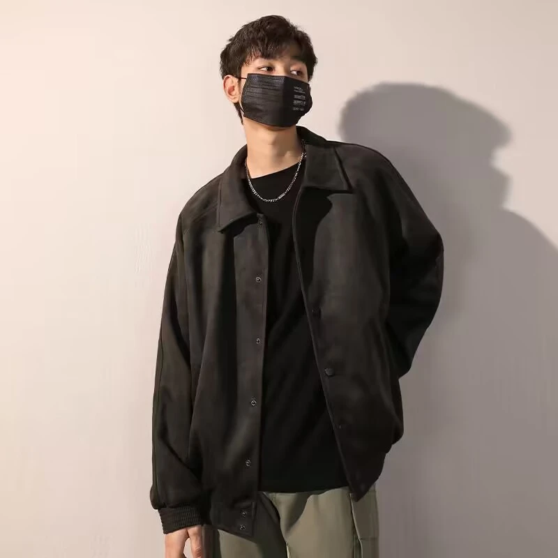 Men's Autumn Winter Suede Bomber Coat Autumn Top Jacket