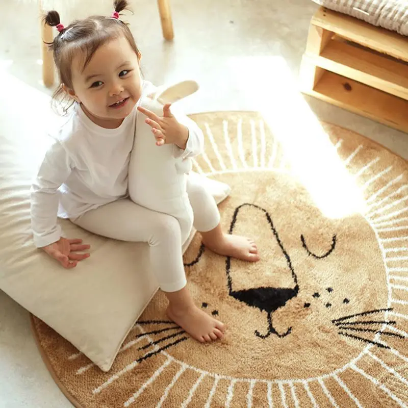 Cartoon Animal Round Children's Room Carpet Bedroom Cashmere Thickened Floor Mat