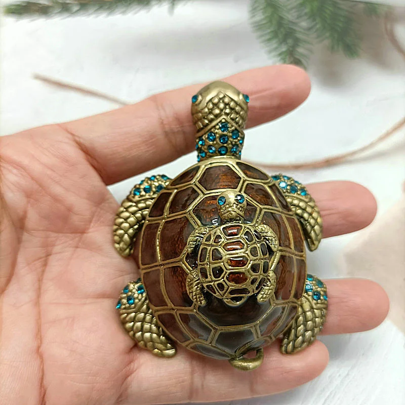 Retro Alloy Turtle Shape Jewelry Storage Box