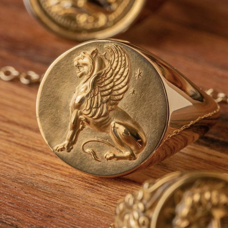 Men's Golden Lion-shaped Animal Ring