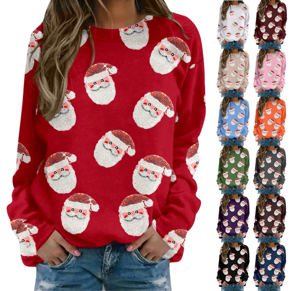 New Hot Sale Women's Casual Capless Round Neck Regular Drop Shoulder Sweater Pullover Print Top