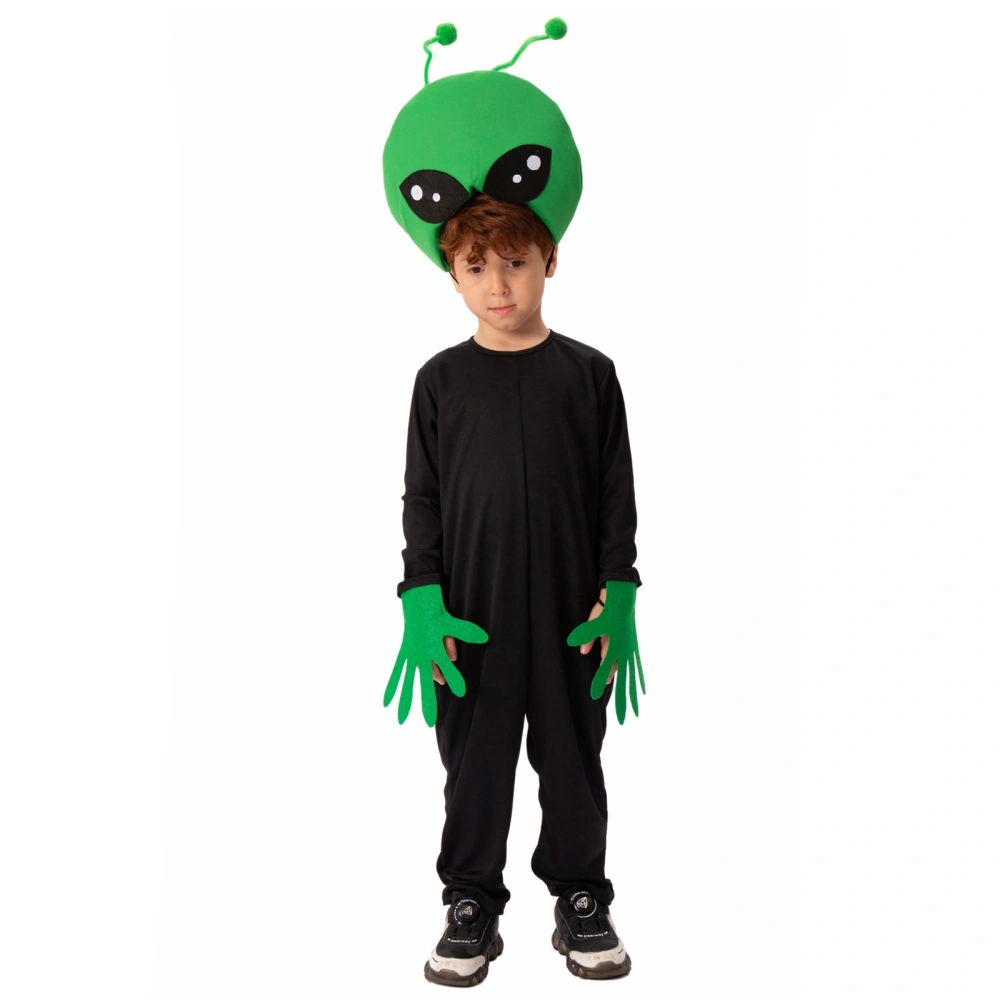 Halloween Alien Costume for Kids Long Sleeve Jumpsuit Hat Set