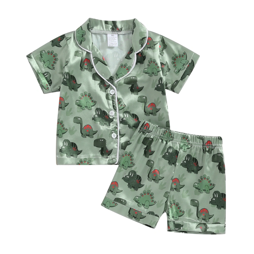 Kids Boys Summer Clothes Outfits Dinosaur Print Shirts and Shorts