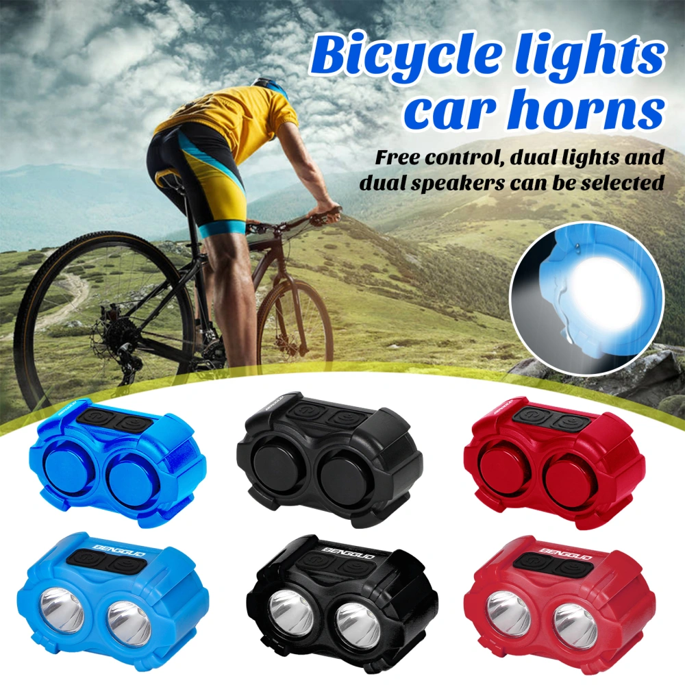 Mountain Bike Double Lights Electronic Bike Double Horns Rechargeable Bicycle Headlight 130db Loud Bicycle Bells Safety Warning Bike Accessories