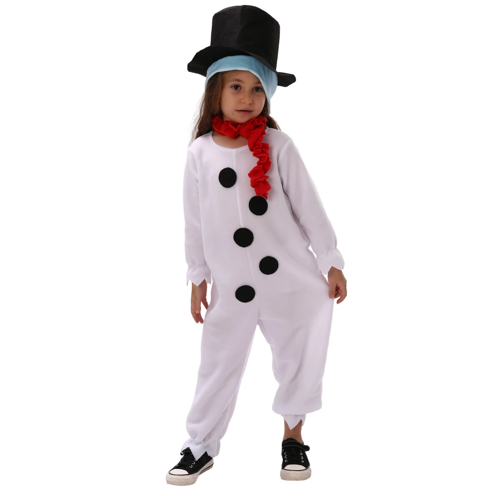 Boys Christmas Snowman Costume Long Sleeve Jumpsuit Hat Scarf