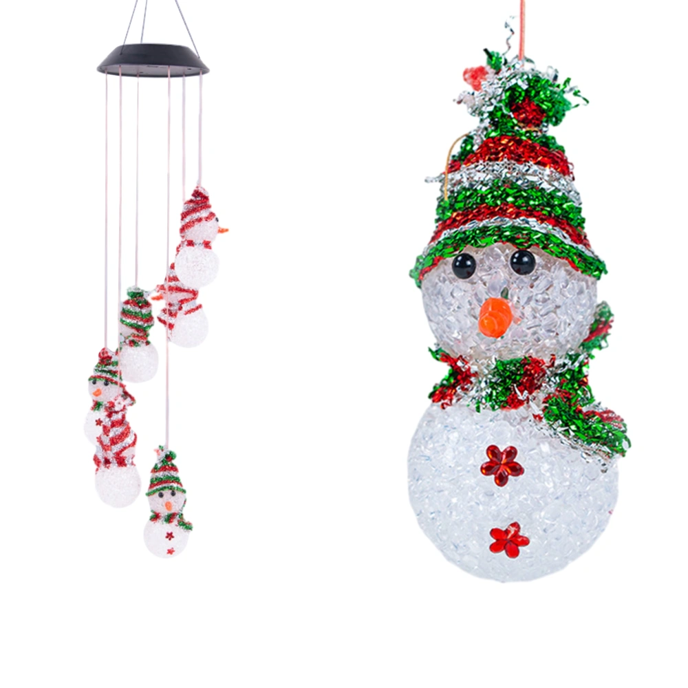 Christmas Solar Wind Chimes Cute Snowman Lights Hanging Decorations