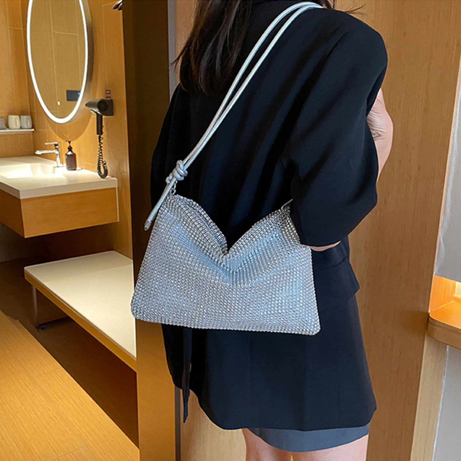 Women Rhinestone Purse Sparkle Shoulder Bag Handbag Clutch Purse