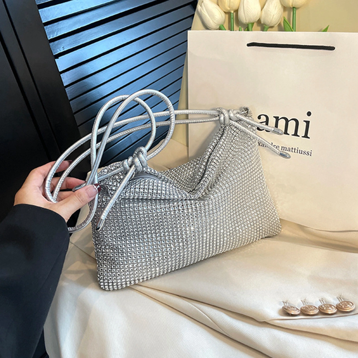 Women Rhinestone Purse Sparkle Shoulder Bag Handbag Clutch Purse