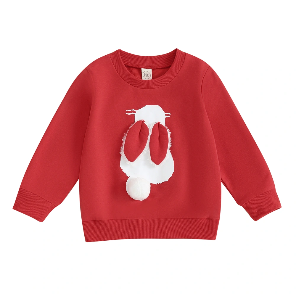 Boy Girl Easter Sweatshirt Fluffy Bunny Pattern Long Sleeve Pullover