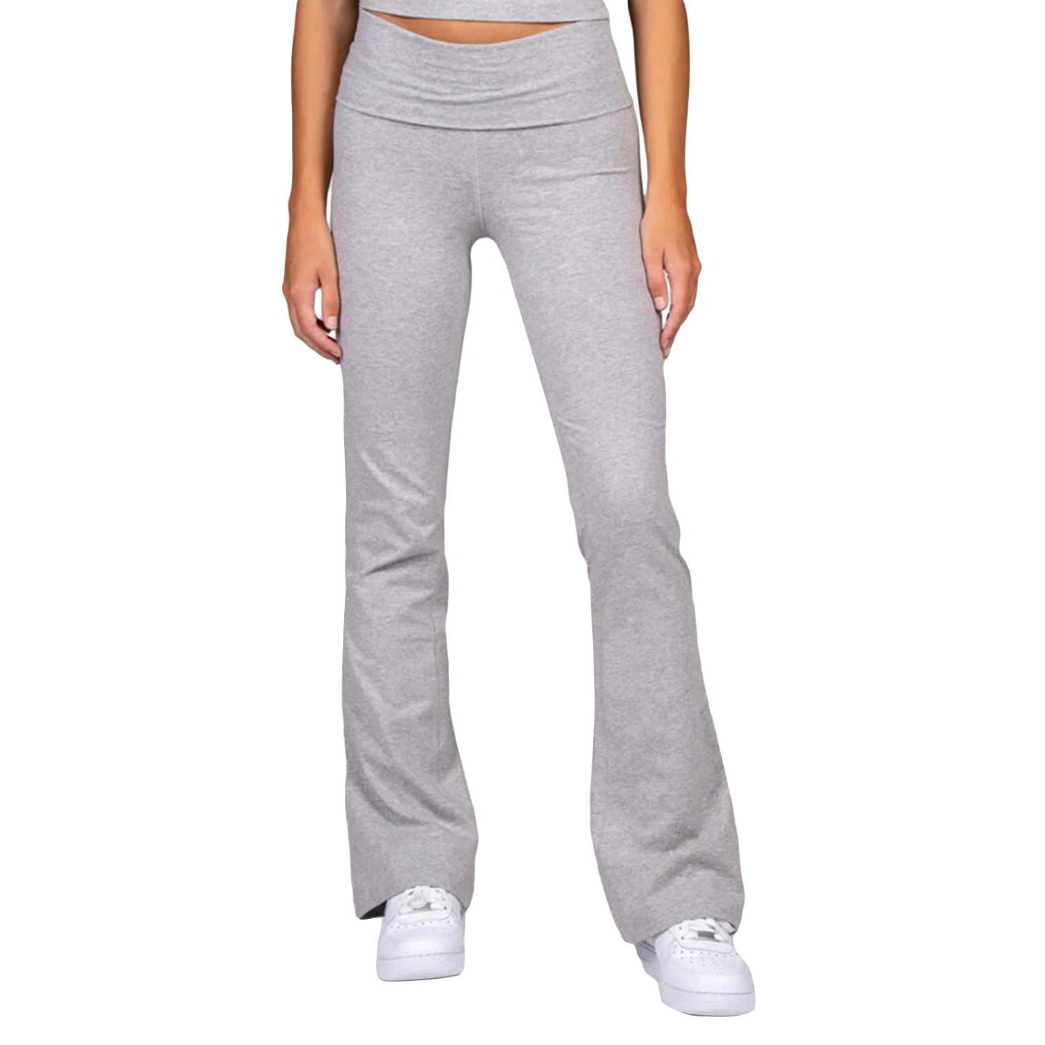 Women High Waist Pants Solid Color Micro-Flared Pants Slim Trousers